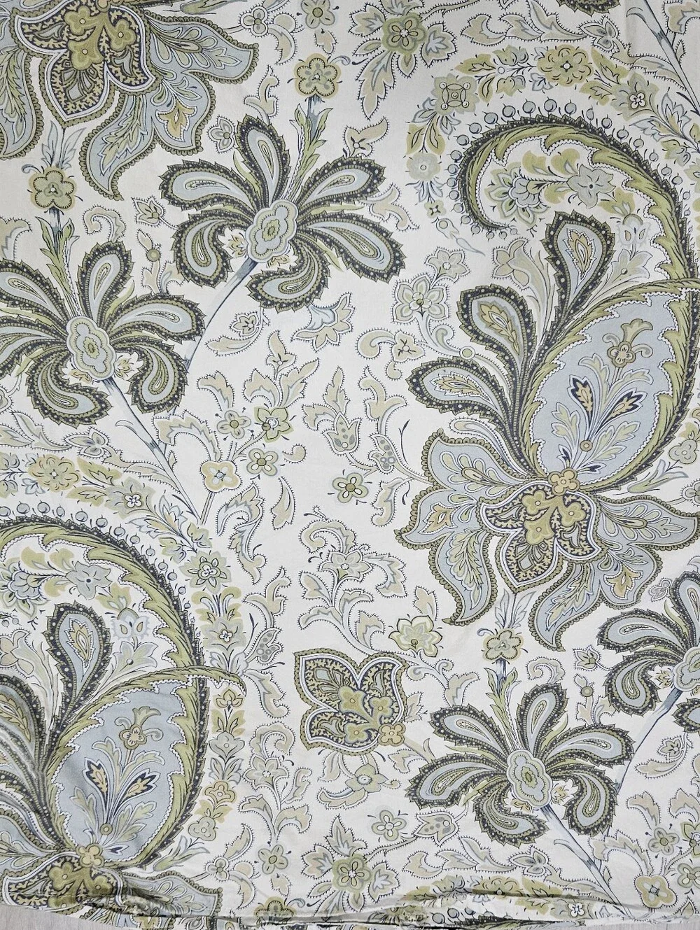 Pottery Barn Charlie Paisley Green Blue KING Duvet Cover 100% Organic Cotton